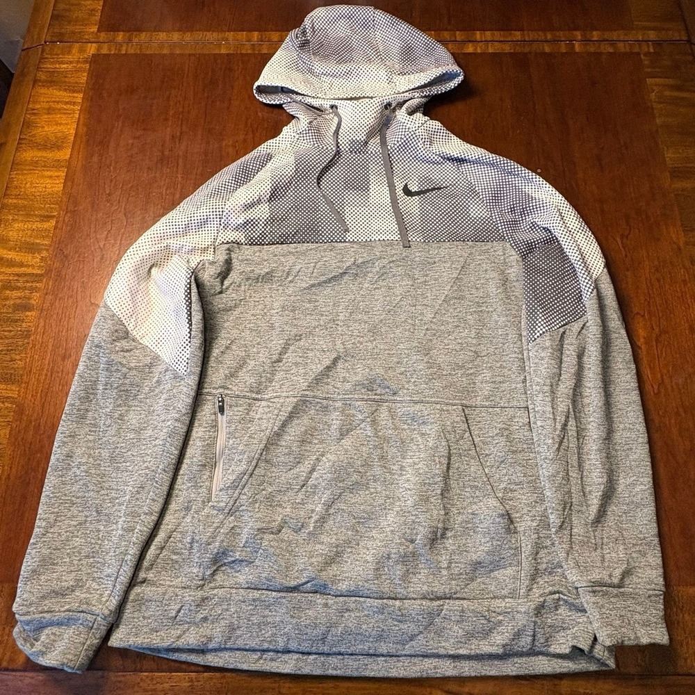 Nike Dri-FIT Standard Fit Fleece Pullover Hoodie‎ Gray/White Men's Medium